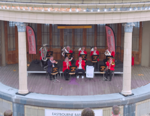 Band performing at the Eastbourne bandstand